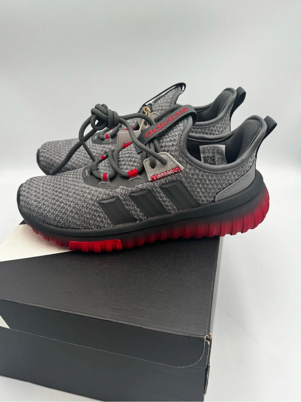 Adidas Kaptir 4.0 K Kids Shoes 1.5 Grey Five Better Scarlet Red NIB IH1841
